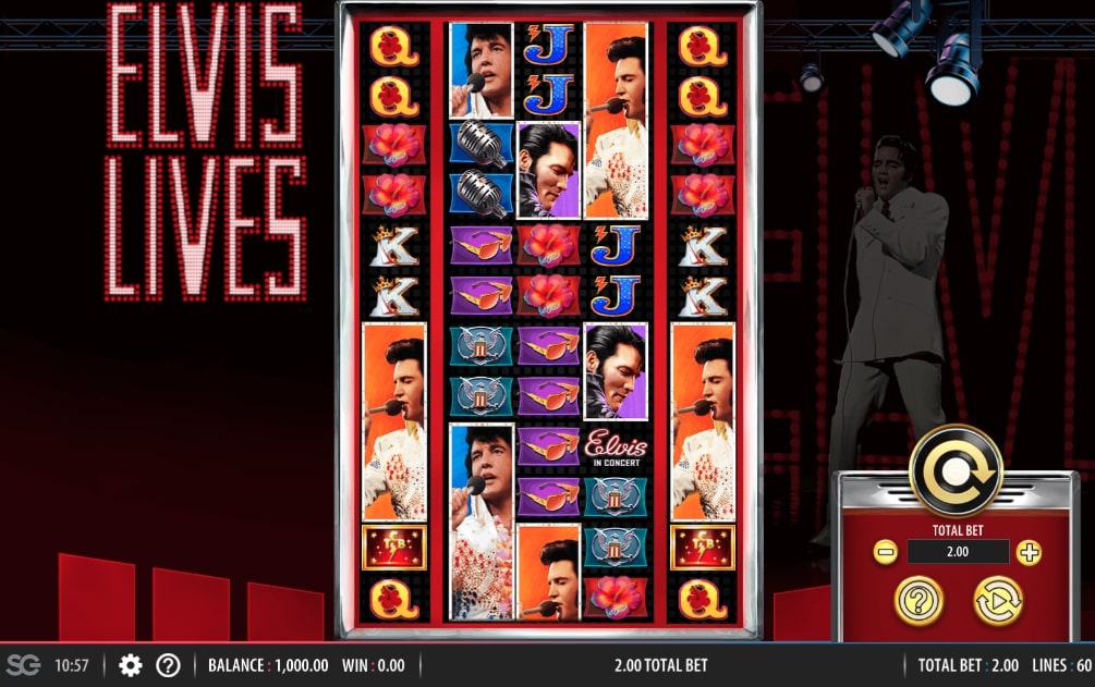 WMS Gaming Elvis Lives slot game main screen