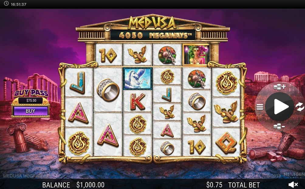 NextGen Gaming Medusa Megaways slot game main screen