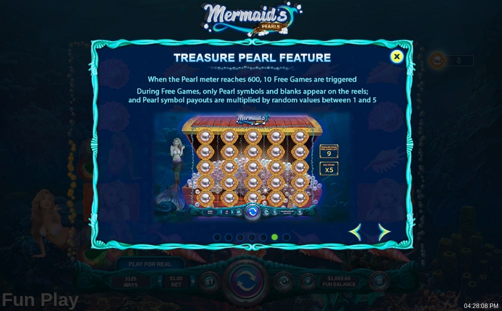 RTG Mermaid's Pearl slot game Treasure Pearl feature