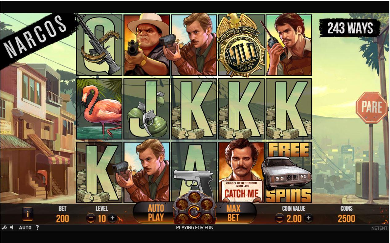 NetEnt Narcos slot game main screen reels