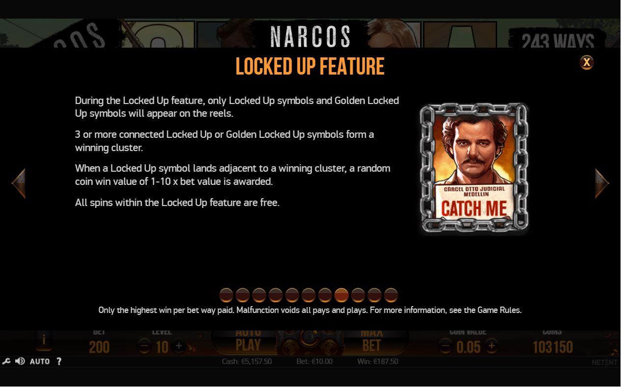 NetEnt Narcos slot game locked-up feature
