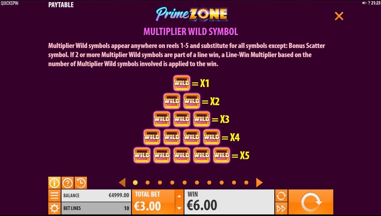 Quickspin Prime Zone slot game multiplier wild symbols