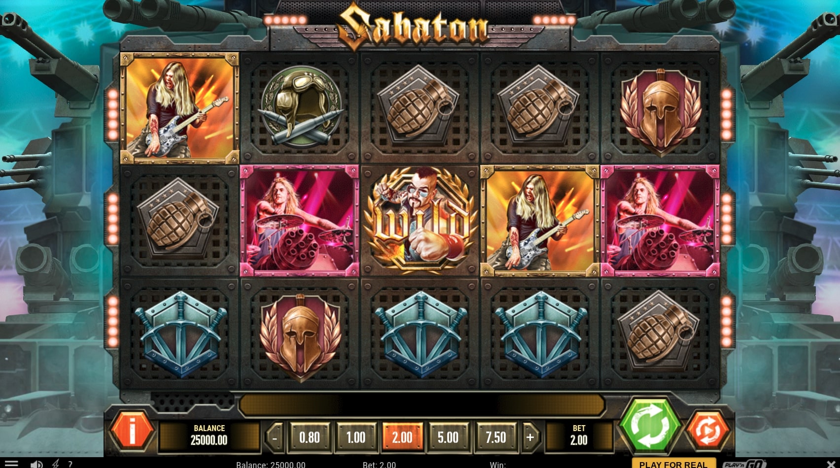 Play n GO Sabaton slot machine main screen