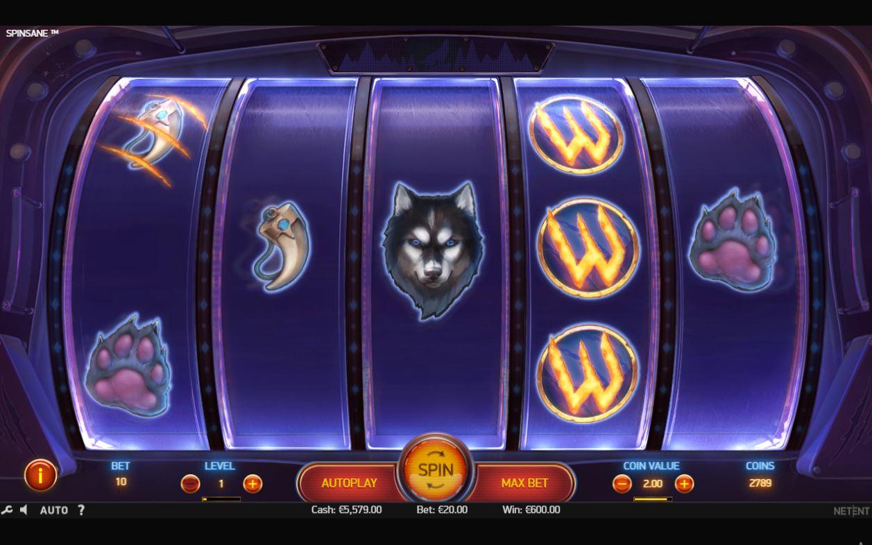 NetEnt Spinsane slot game main screen reels