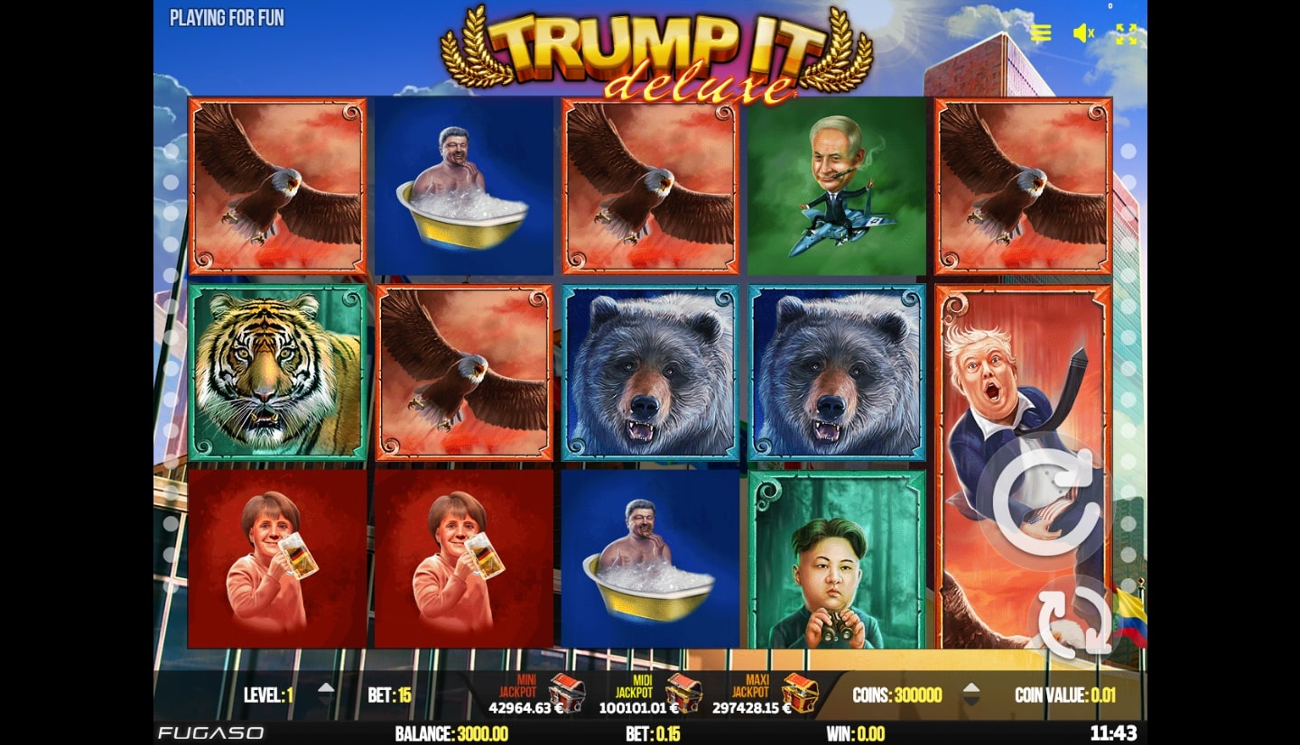 Fugaso Trump It Deluxe slot game main screen