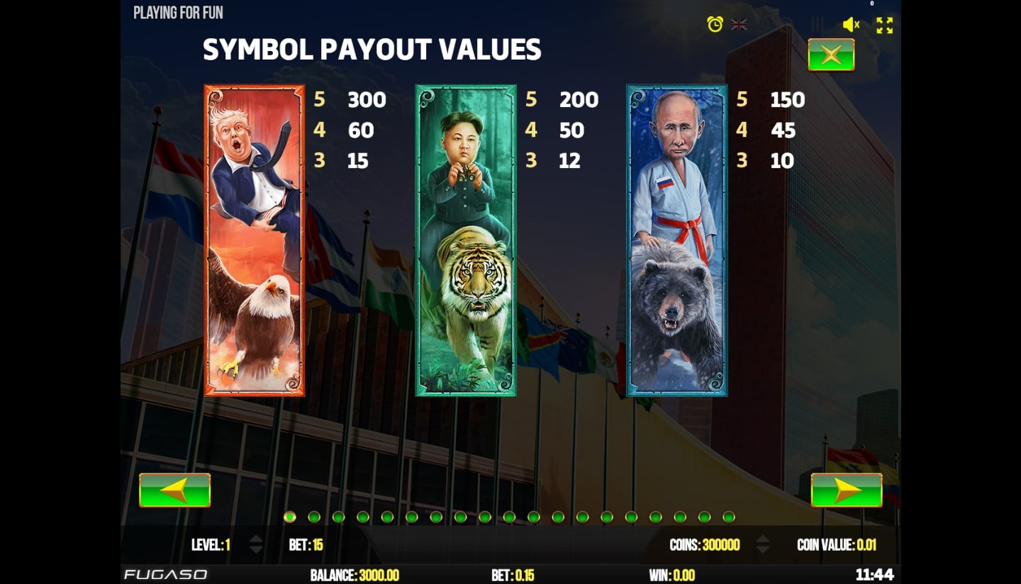 Fugaso Trump It Deluxe slot game paytable