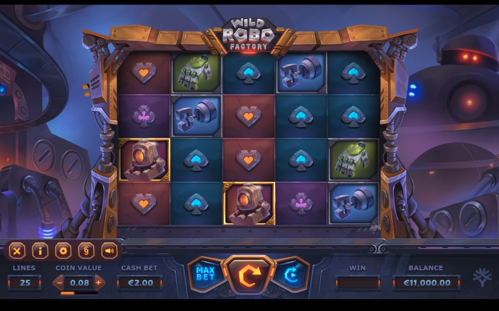 Yggdrasil Gaming Wild Robo Factory slot game main screen