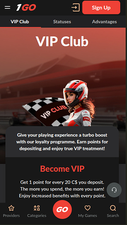 1GO Casino Mobile VIP Program