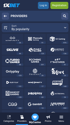 1xBet Casino Mobile Game Developers