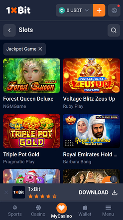 1xBit Casino Mobile Jackpot