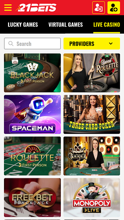 21Bets Casino Mobile Live Dealer
