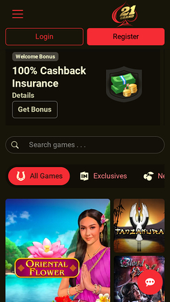 21 Grand Casino Mobile Homepage