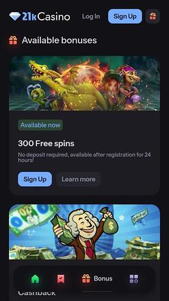 21kCasino Mobile promotions