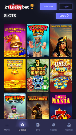 21LuckyBet Casino Mobile Games