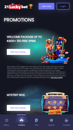 21LuckyBet Casino Mobile Promotions