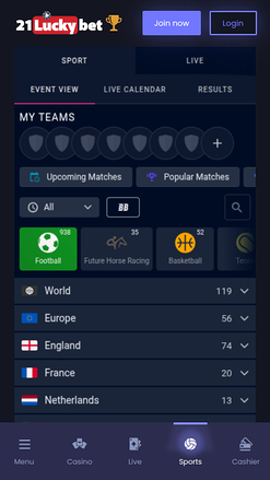 21LuckyBet Casino Mobile Sports