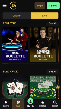 24Casino Mobile Live Dealer
