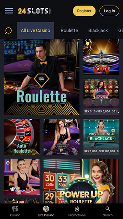 24Slots Casino Mobile Live Dealer