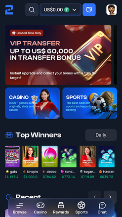 2up Casino Mobile Homepage