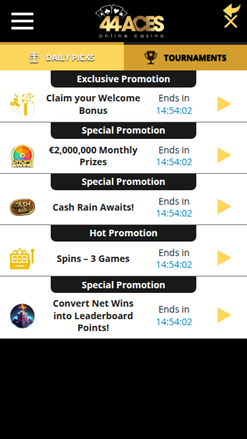 44Aces Casino Mobile Promotions