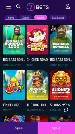7Bets Casino Mobile Games