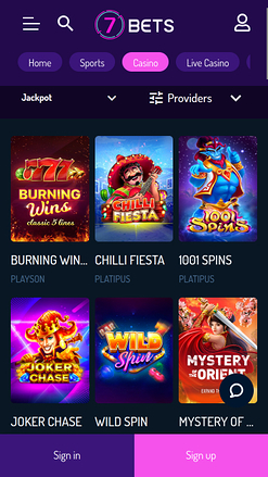 7Bets Casino Mobile Jackpot