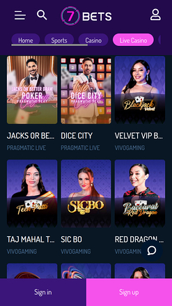 7Bets Casino Mobile Live Dealer
