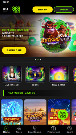 888 Casino Mobile Homepage