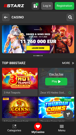 888starz.bet Casino Mobile Homepage