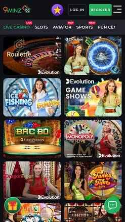 9Winz Casino Mobile Live Dealer