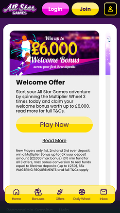 All Star Games Casino Mobile Promotions