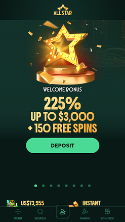 AllStar Casino Mobile Homepage