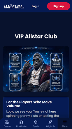 Allstars.io Casino Mobile VIP