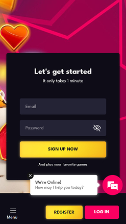 Homepage screenshot of Allstarz Casino for Mobile