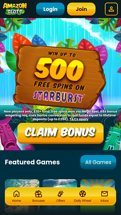Amazon Slots Casino Mobile Homepage