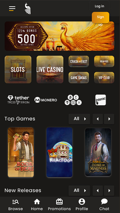 Art Casino Mobile Homepage