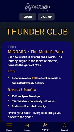 AsgardSlots Casino Mobile VIP Program
