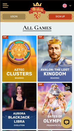 Avalon78 Casino Mobile Games