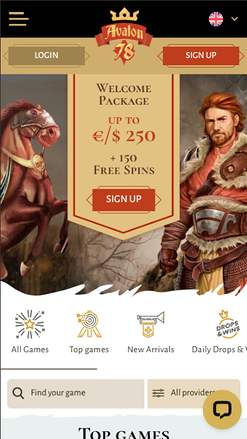 Avalon78 Casino Mobile Homepage