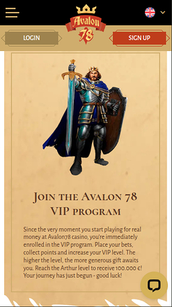 Avalon78 Casino Mobile VIP Program