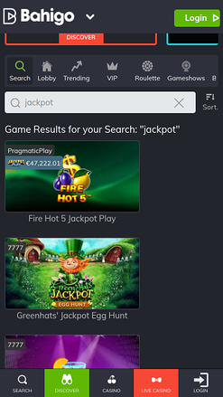Bahigo Casino Mobile Jackpot