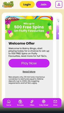 Balmy Bingo Mobile Promotions