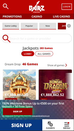 Barz Casino Mobile Jackpot