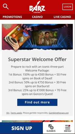 Barz Casino Mobile Promotions
