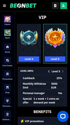 Beonbet Casino Mobile VIP Program