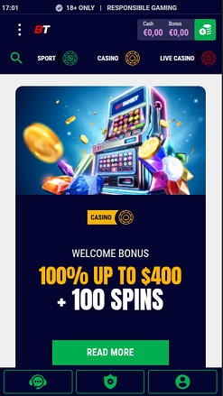 Bet Target Casino Mobile Homepage