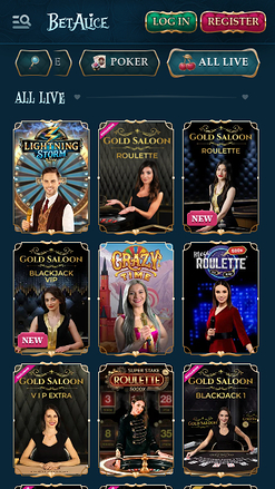 BetAlice Casino Mobile Live Dealer