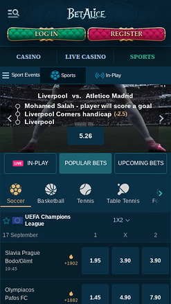BetAlice Casino Mobile Sports