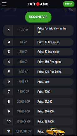 Betamo Casino Mobile VIP Program