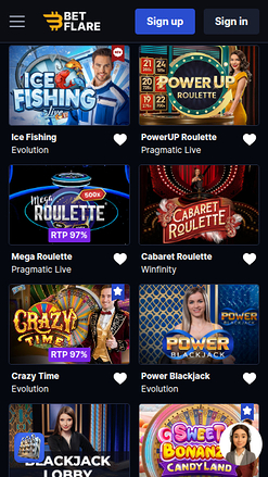 Betflare Casino Mobile Live Dealer